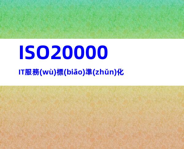 ISO20000IT服務(wù)標(biāo)準(zhǔn)化